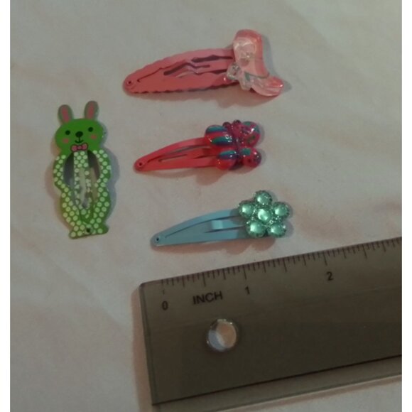 Colorful Assorted Childrens Hair Clips Barrettes Set of 4 - Picture 3 of 4